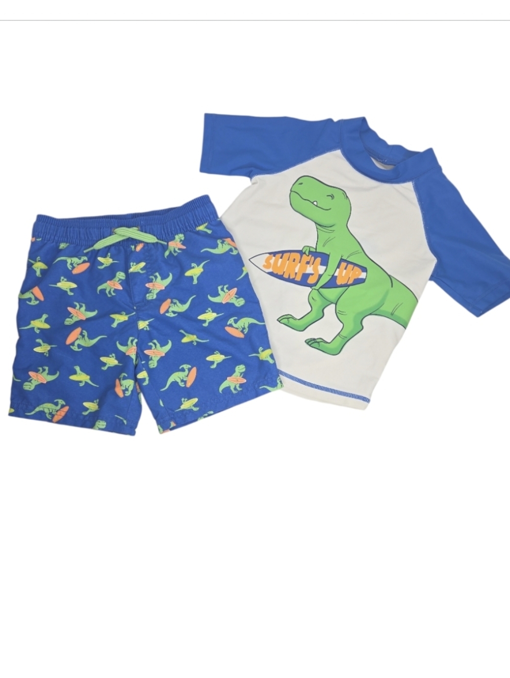 Simple Joys By Carters Boys 2 Piece Dinosaur Rash Guard And Swim Trunks Size 4T